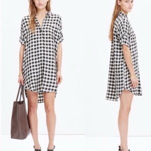 Madewell Black and White Plaid‎ Shirt Dress